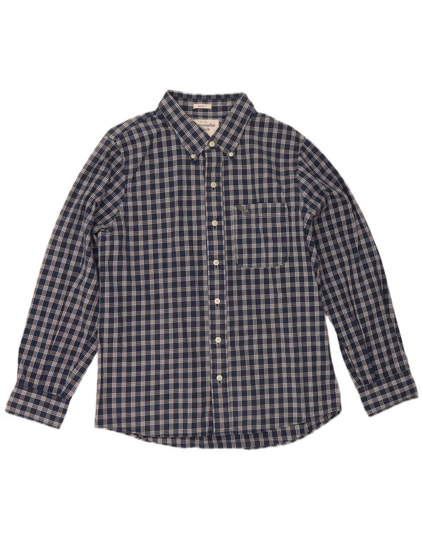 Abercrombie & Fitch Boys Muscle Shirt 15-16 Years 2XL Navy Blue Check