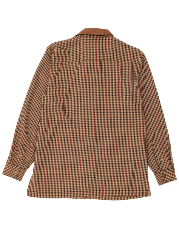 Ralph Lauren Dame Flanell Shirt UK 14 Medium Brown Houndstooth Acetate