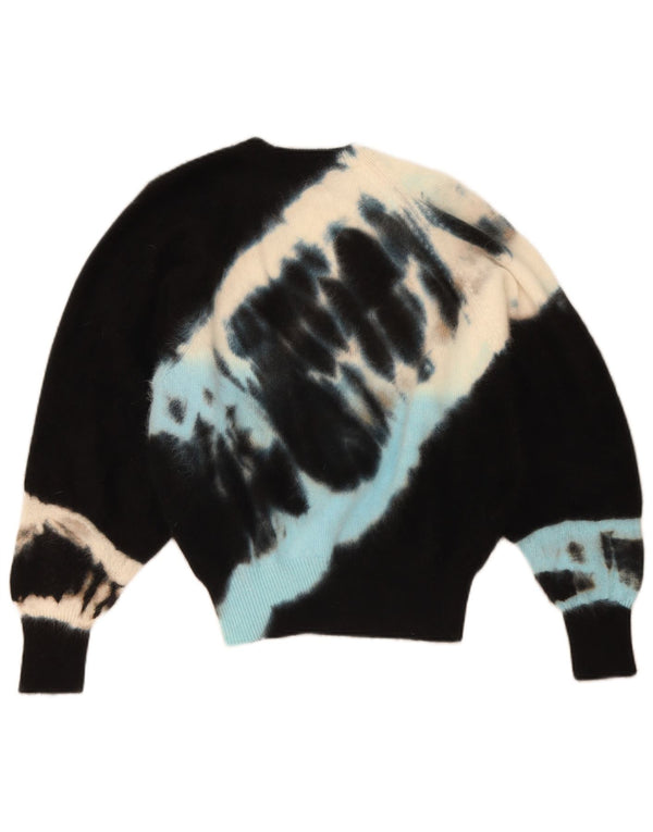 Vintage Dame Batwing Crew Neck Jumper Sweater UK 12 Medium Black Tie Dye