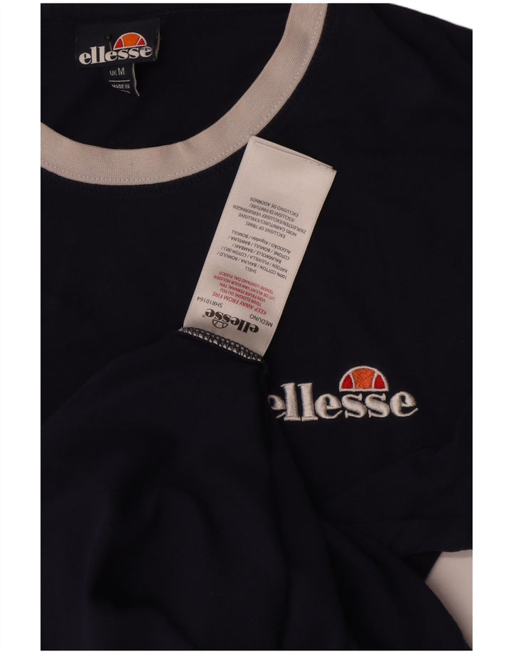 Ellesse Herre Grafisk T-Shirt Top Medium Marineblå Bomuld