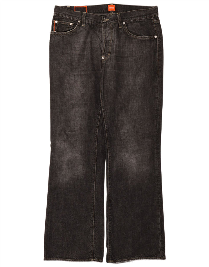 HUGO BOSS Herre Bootcut Jeans W34 L32 Sort Bomuld