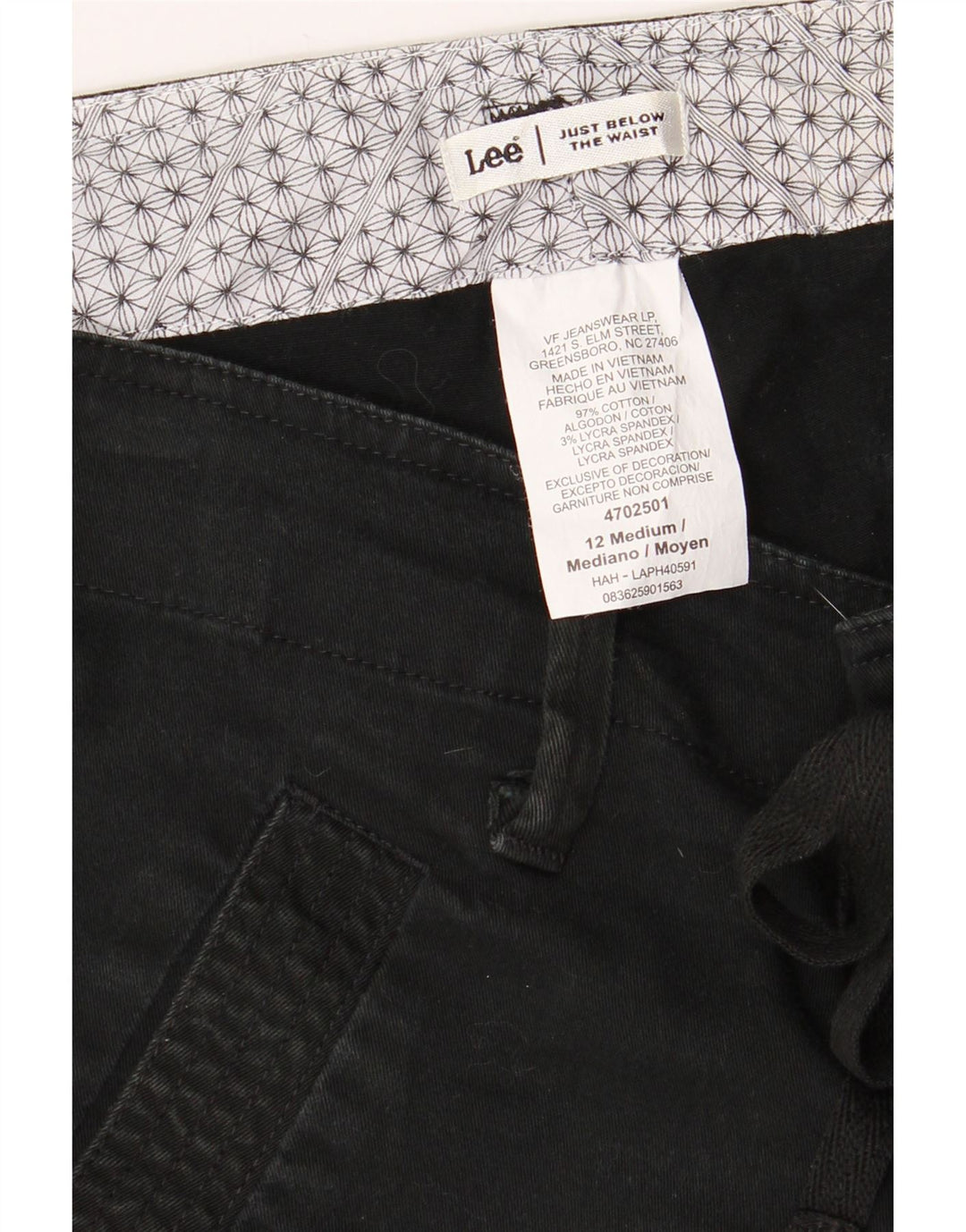 LEE Chino Shorts til kvinder US 12 Large W34 Black Bomuld
