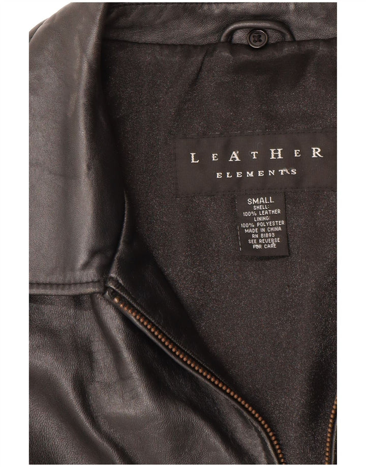 ELEMENTS Womens Leather Jacket UK 10 Small Black Leather Classic