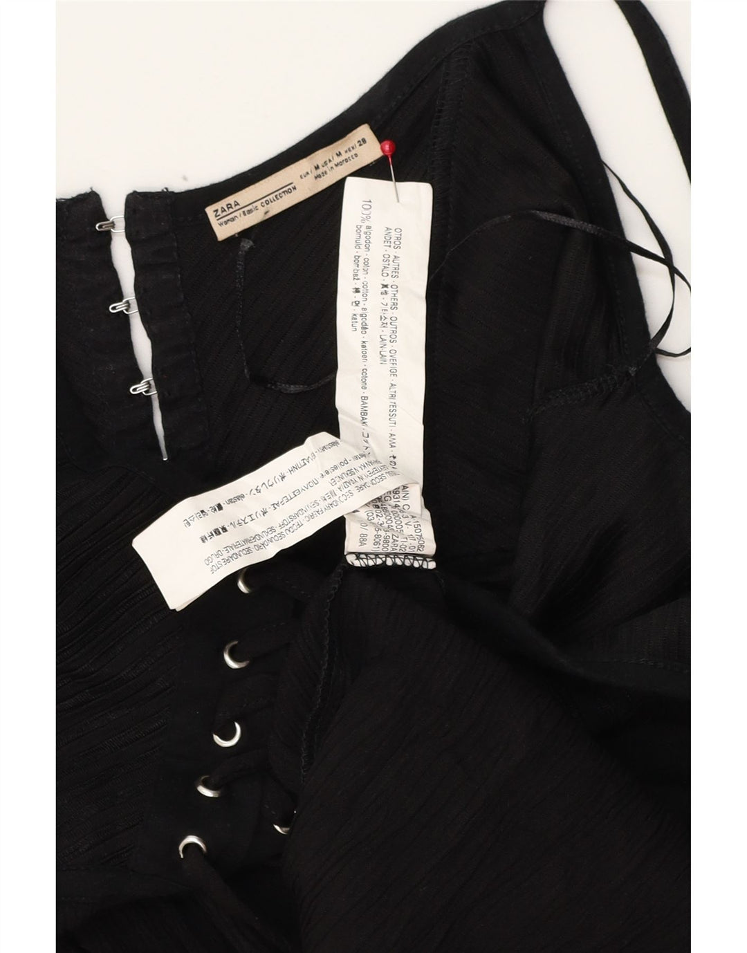 Zara Dame Maxi Sundress UK 12 Medium Black Bomuld