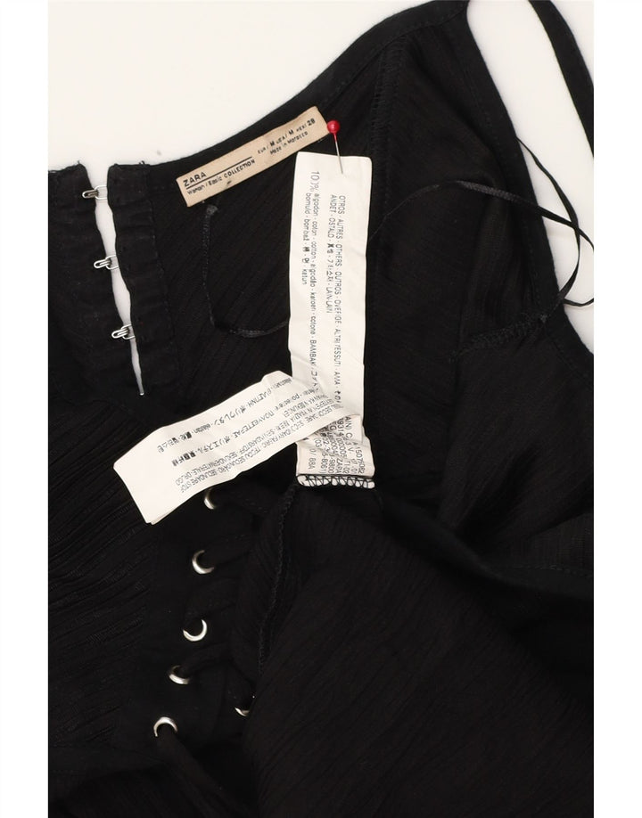 Zara Dame Maxi Sundress UK 12 Medium Black Bomuld