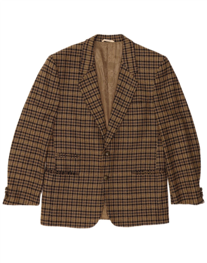 Luigi Botto Herre 2-knaps blazerjakke UK 40 Large Brown Houndstooth Uld