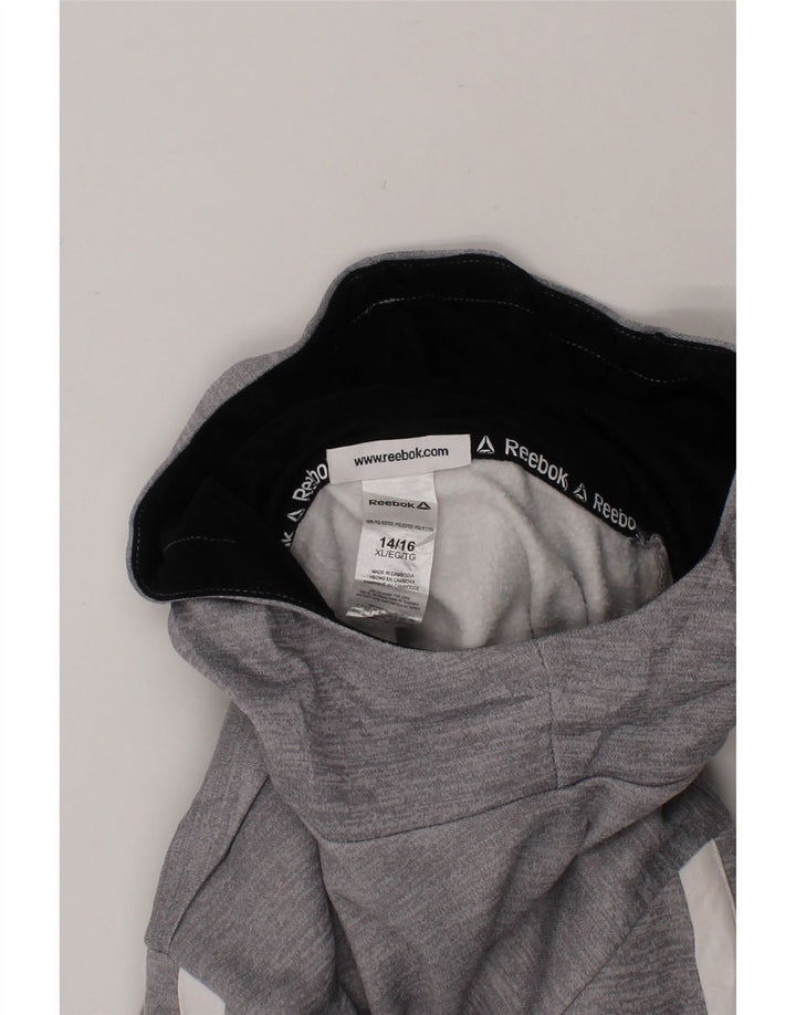 REEBOK Boys Graphic Hoodie Jumper 14-15 Years XL  Grey Polyester Vintage Reebok and Second-Hand Reebok from Messina Hembry 
