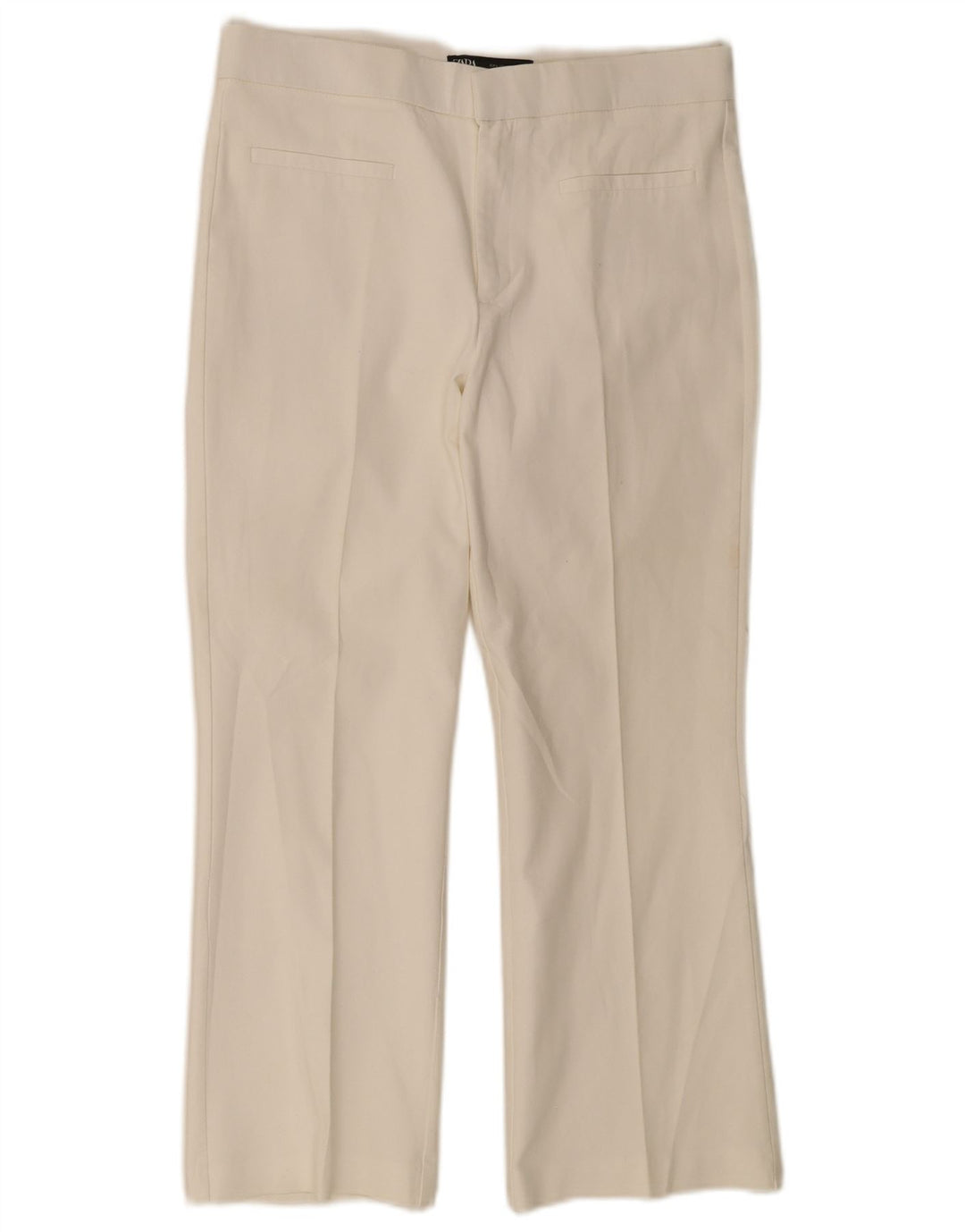 Zara Dame Straight Cropped Trousers Large W30 L25 White