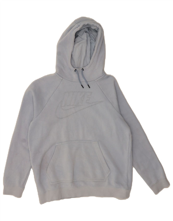 NIKE Womens Graphic Hoodie Jumper UK 14 Medium Blue Cotton Vintage Nike and Second-Hand Nike from Messina Hembry 