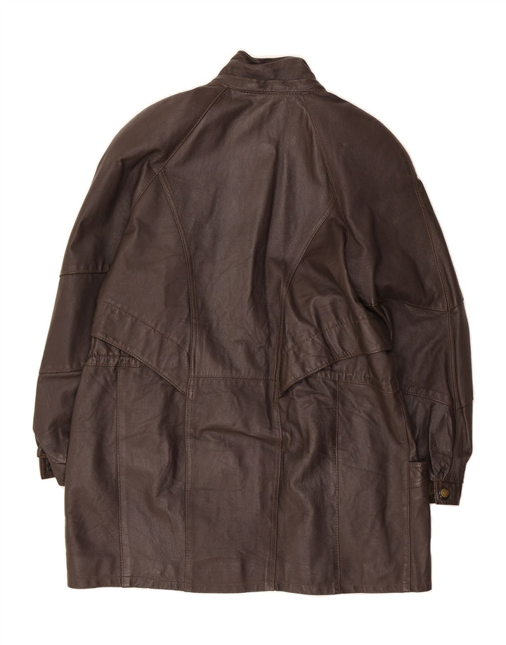 VINTAGE Womens Leather Jacket EU 50 3XL Brown Vintage Vintage and Second-Hand Vintage from Messina Hembry 