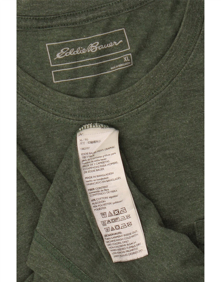 Eddie Bauer Herre T-Shirt Top XL Grøn Bomuld