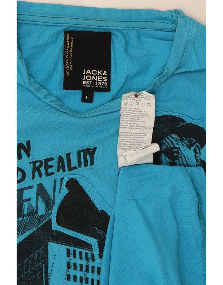 Jack & Jones Herre Baltimore Grafisk T-Shirt Top Stor Blå Bomuld
