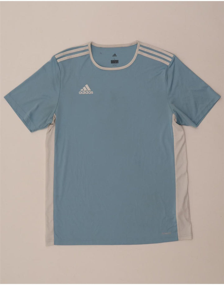 Adidas Herre Climalite T-Shirt Top Stor Blå Colourblock Polyester