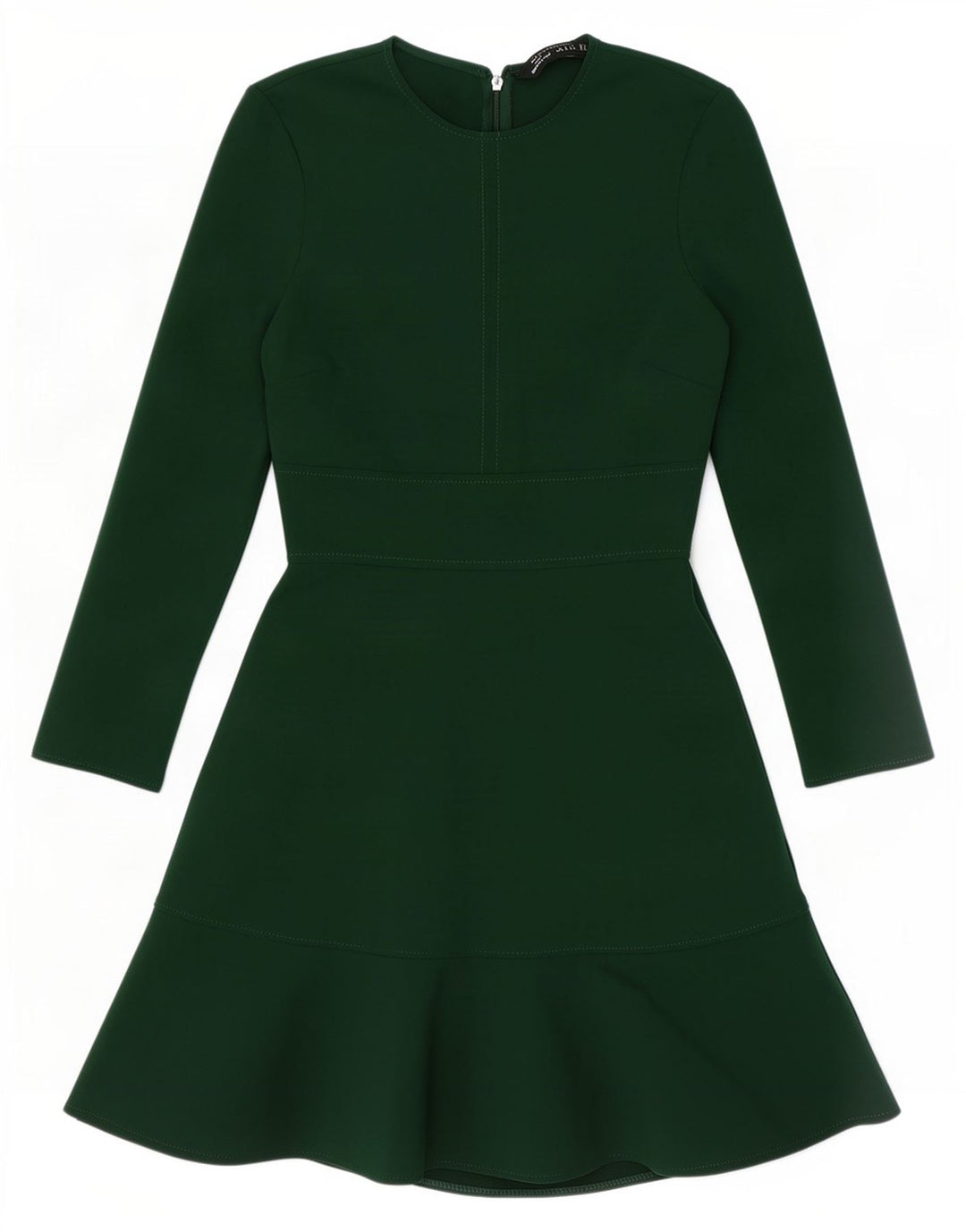 Zara Dame Langærmet A-Line Kjole UK 10 Lille Grøn Polyester