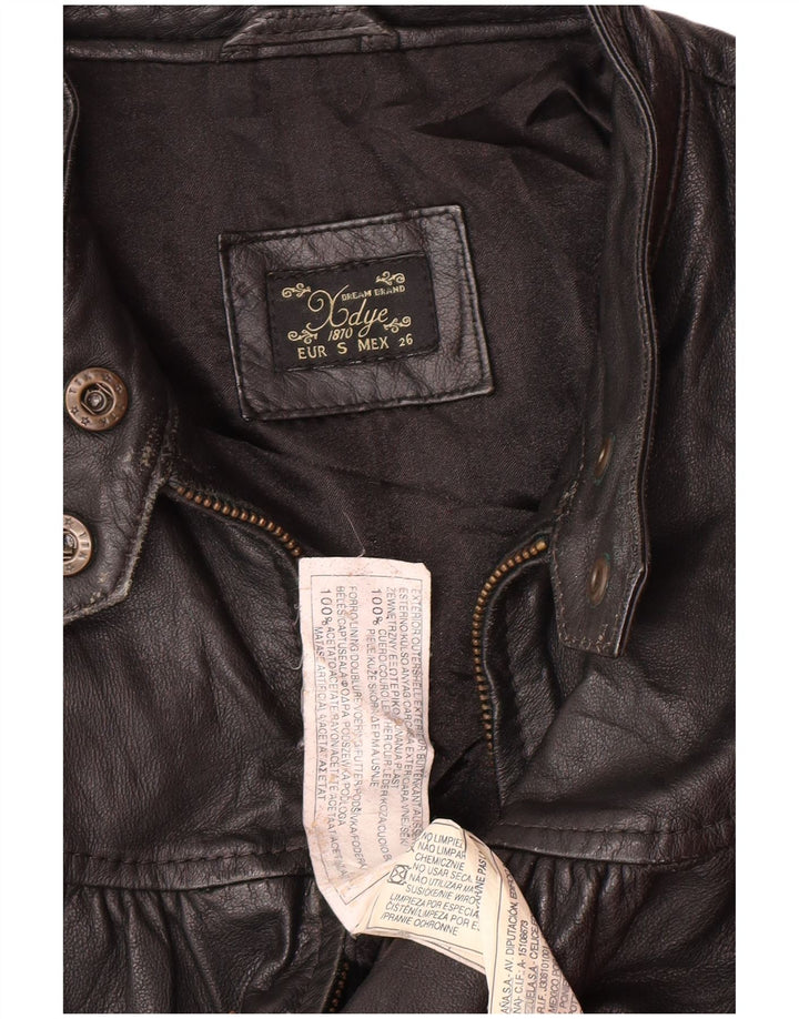 XDYE Dame Læderjakke UK 10 Small Black Læder Biker
