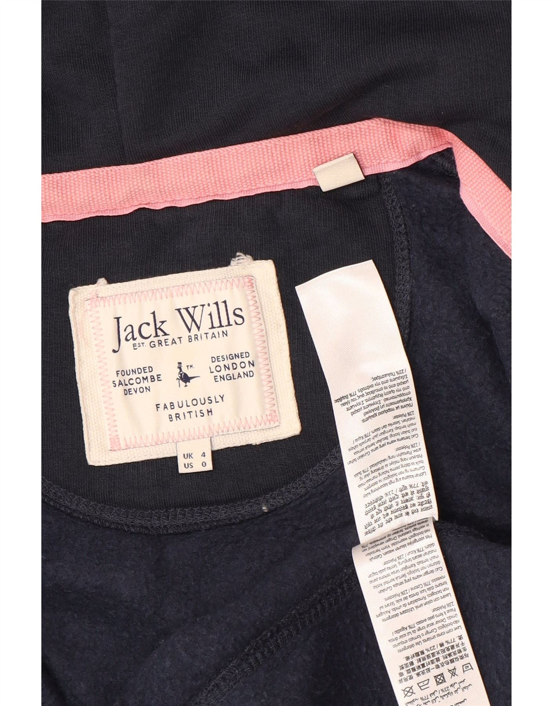 JACK WILLS Dame-hættetrøje Sweater UK 4 XS Marineblå Bomuld