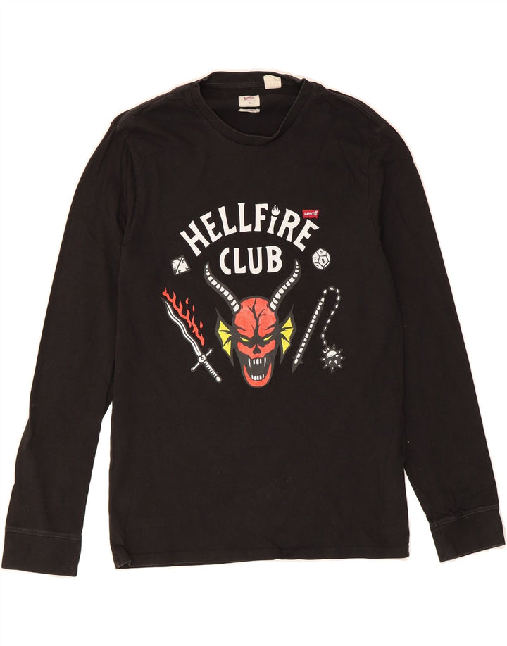 LEVI'S Mens Graphic Top Long Sleeve Small Black Cotton Vintage Levi's and Second-Hand Levi's from Messina Hembry 