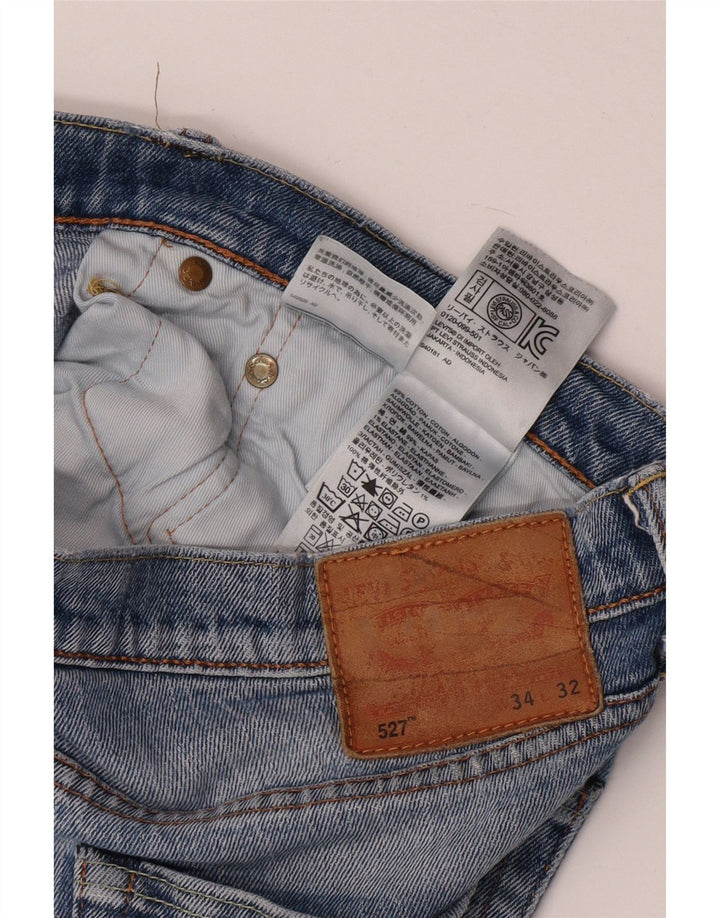 Levi's Herre 527 Distressed Bootcut Jeans W34 L32 Blå bomuld