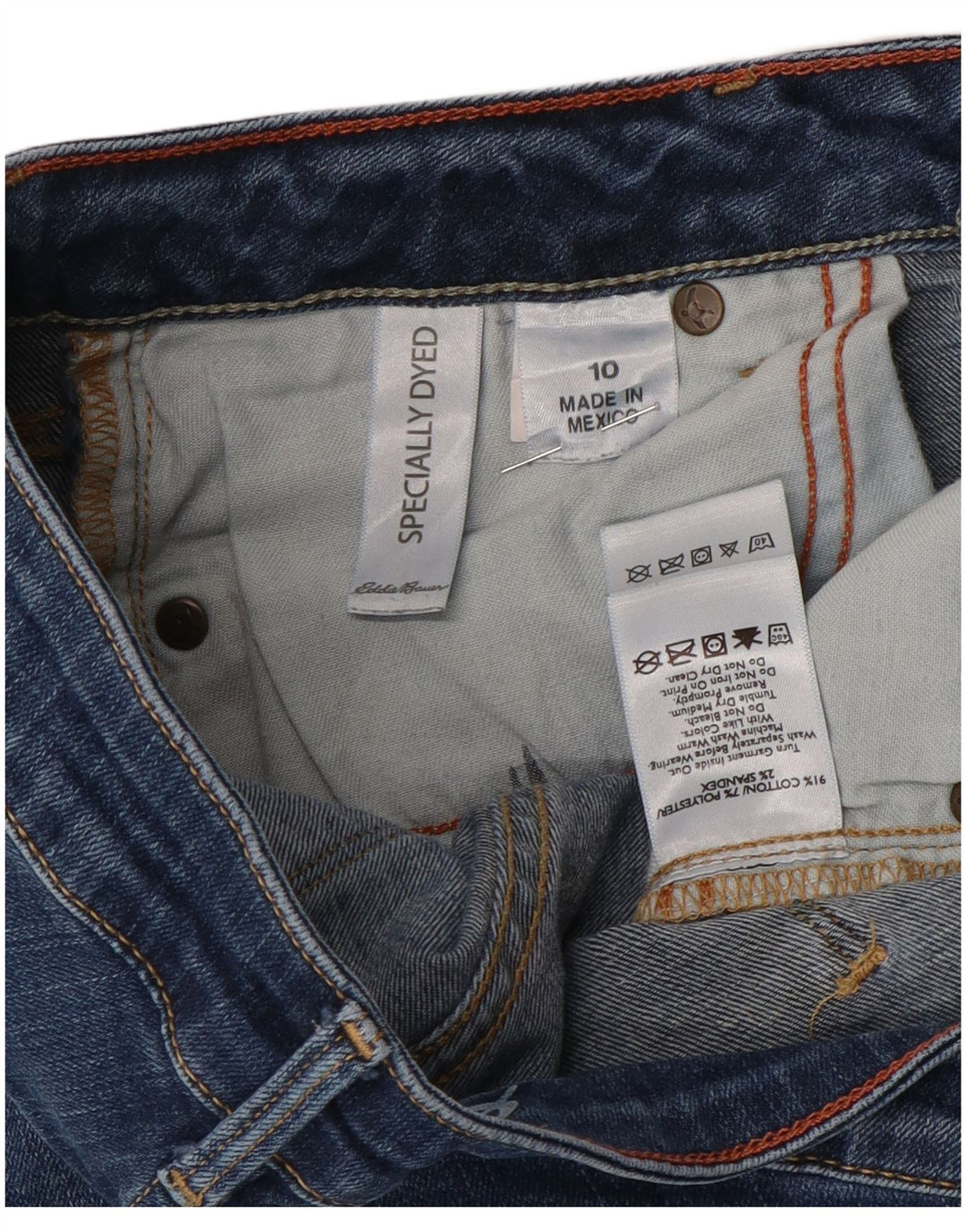 Eddie Bauer Dame Straight Jeans US 10 Large W32 L30 Blue Cotton