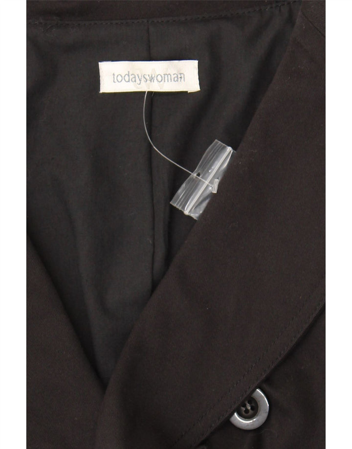 VINTAGE Womens Double Breasted Blazer Jacket UK 16 Large  Black Cotton Vintage Vintage and Second-Hand Vintage from Messina Hembry 