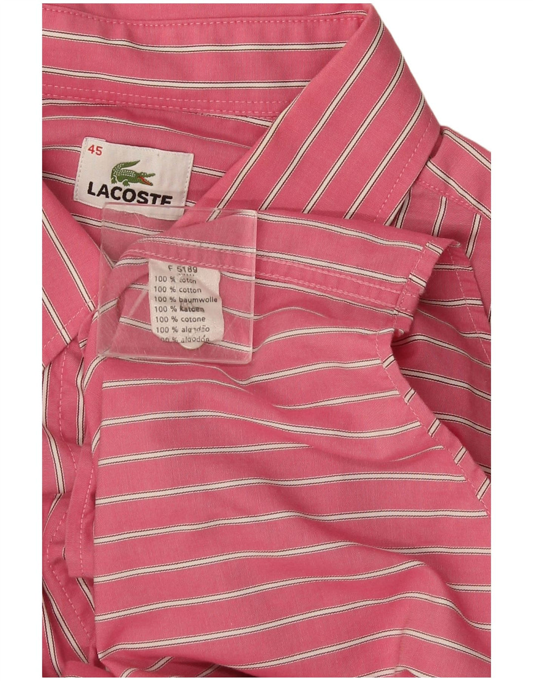 Lacoste herreskjorte str. 45 XL Pink Stribet bomuld