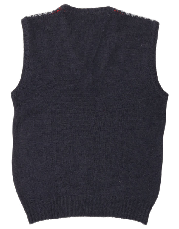 WRANGLER Vest Tank Top Medium Navy Blue Argyle/Diamond Wool