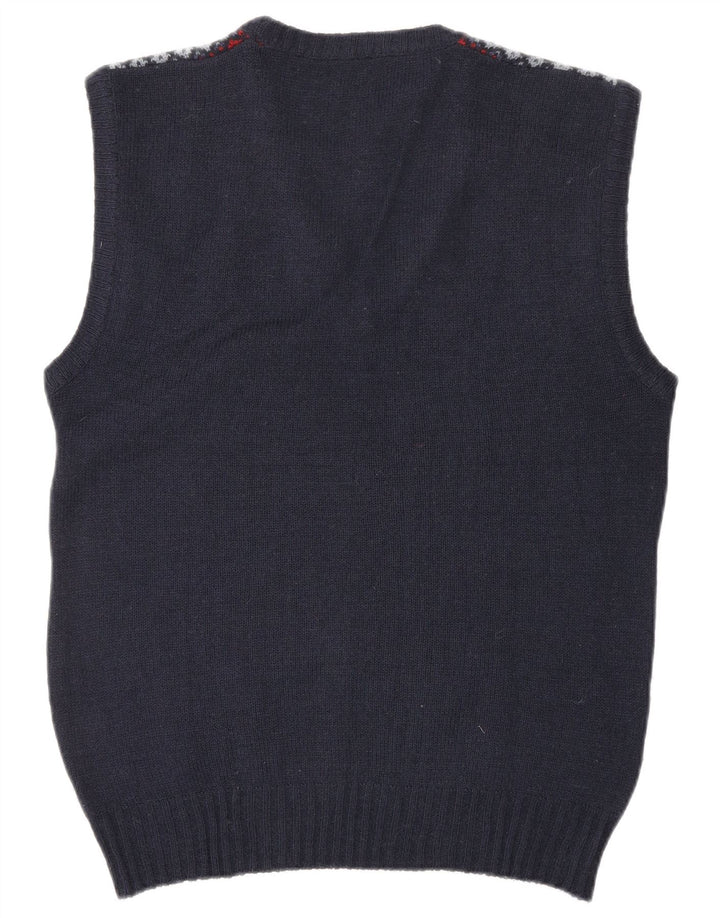WRANGLER Vest Tank Top Medium Navy Blue Argyle/Diamond Wool