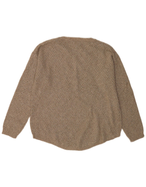Fat Face Dame Boat Neck Jumper Sweater UK 16 Stor Beige Bomuld
