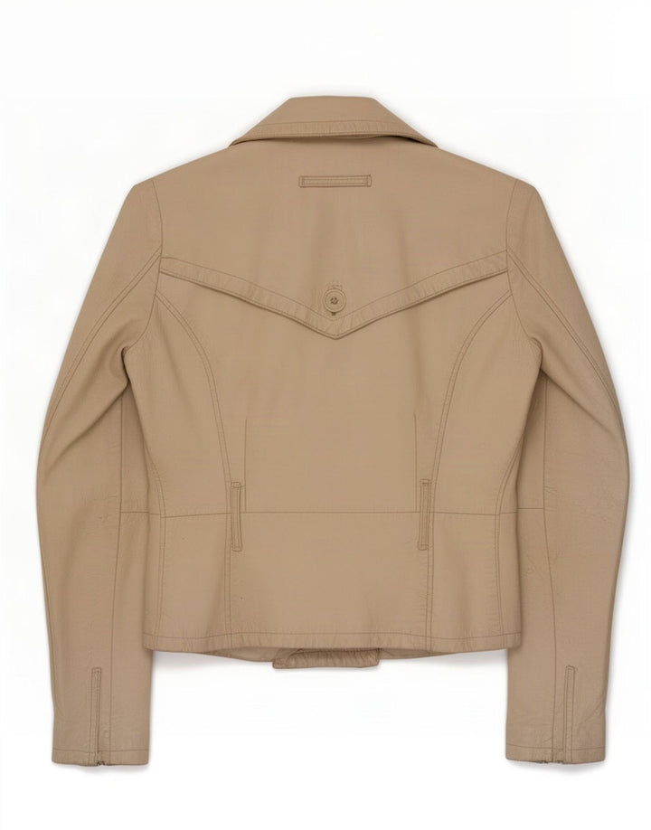 Vintage læderjakke til kvinder UK 10 Small Beige
