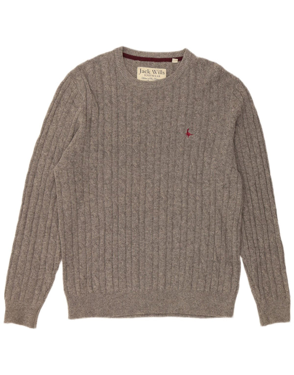 JACK WILLS Herre Crew Neck Jumper Sweater XL Grå Merinould