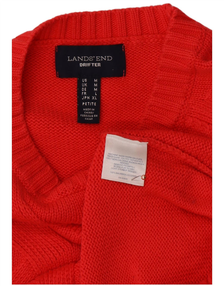 LANDS END Womens Petite Crew Neck Jumper Sweater UK 12 Medium Red Bomuld