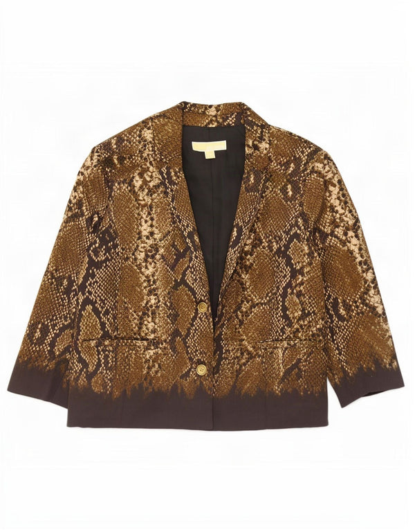 Michael Kors Dame 3/4 ærmet blazerjakke US 12 Large Brown Animal Print