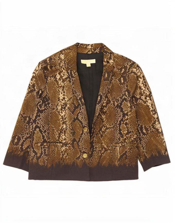 Michael Kors Dame 3/4 ærmet blazerjakke US 12 Large Brown Animal Print