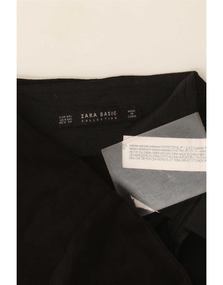 Zara Dame Slim Cropped Trousers 2XL W34 L26 Sort Polyester