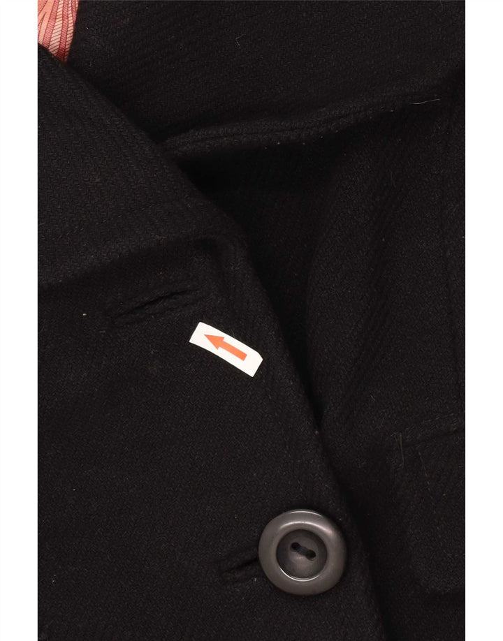 Ted Baker Womens Pea Coat Størrelse 3 Medium Black Virgin Wool