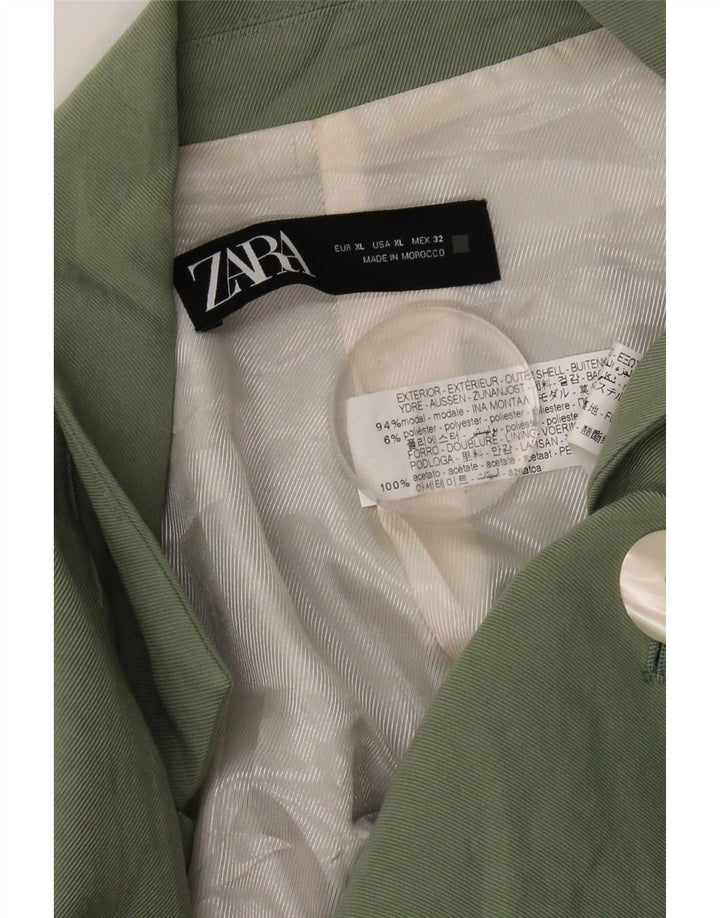 Zara Dame 1 Knap Blazer Jacket UK 18 XL Grøn Modal