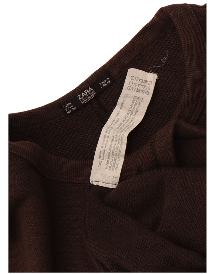 Zara Dame Oversized T-Shirt Kjole UK 14 Medium Brun Bomuld