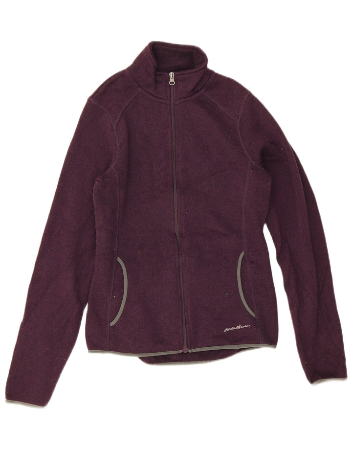 Eddie Bauer Dame træningsdragt Top Jacket UK 10 Small Purple Flecked