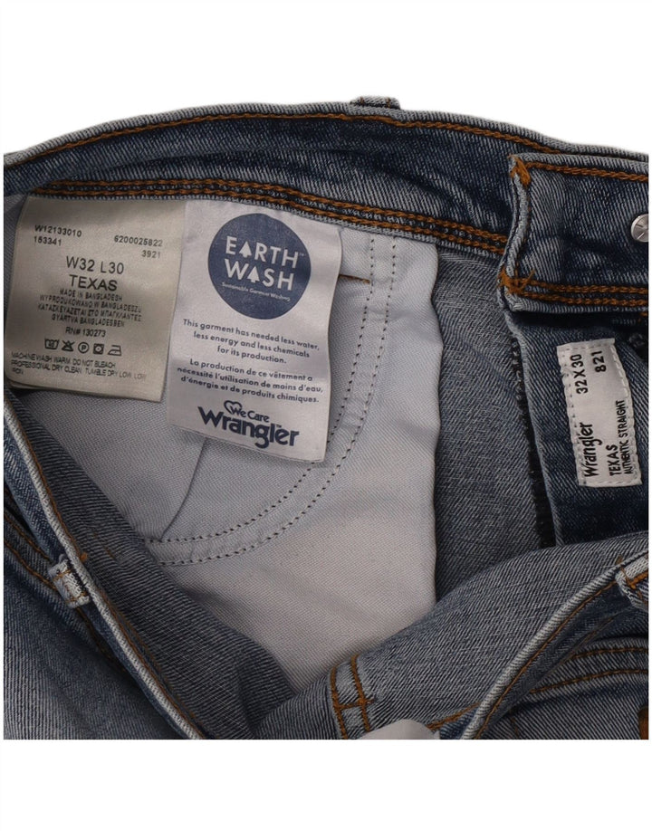 Wrangler Herre Texas Straight Jeans W32 L30 Blå Bomuld