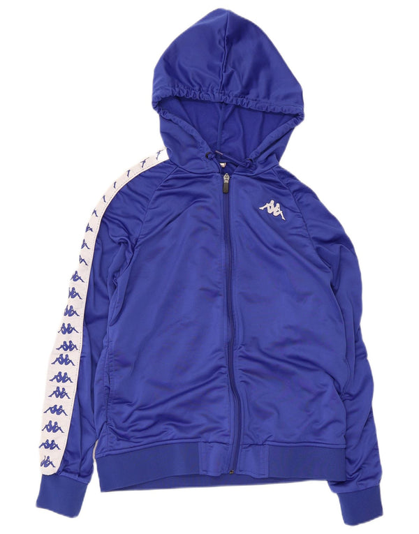 KAPPA Grafisk hættetrøje med lynlås til kvinder UK 10 Small Blue Colourblock