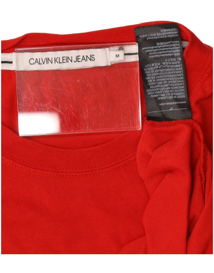 CALVIN KLEIN JEANS Grafisk T-shirt top til kvinder DK 14 Medium rød bomuld