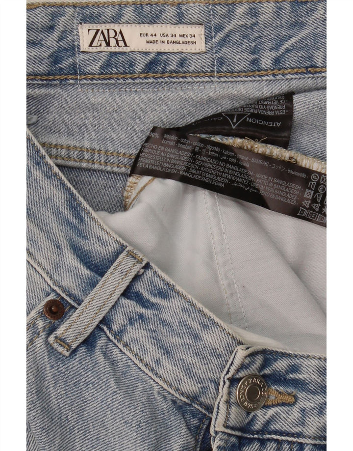 ZARA Straight Jeans til mænd EU 34 Large W34 L31 Blå Bomuld