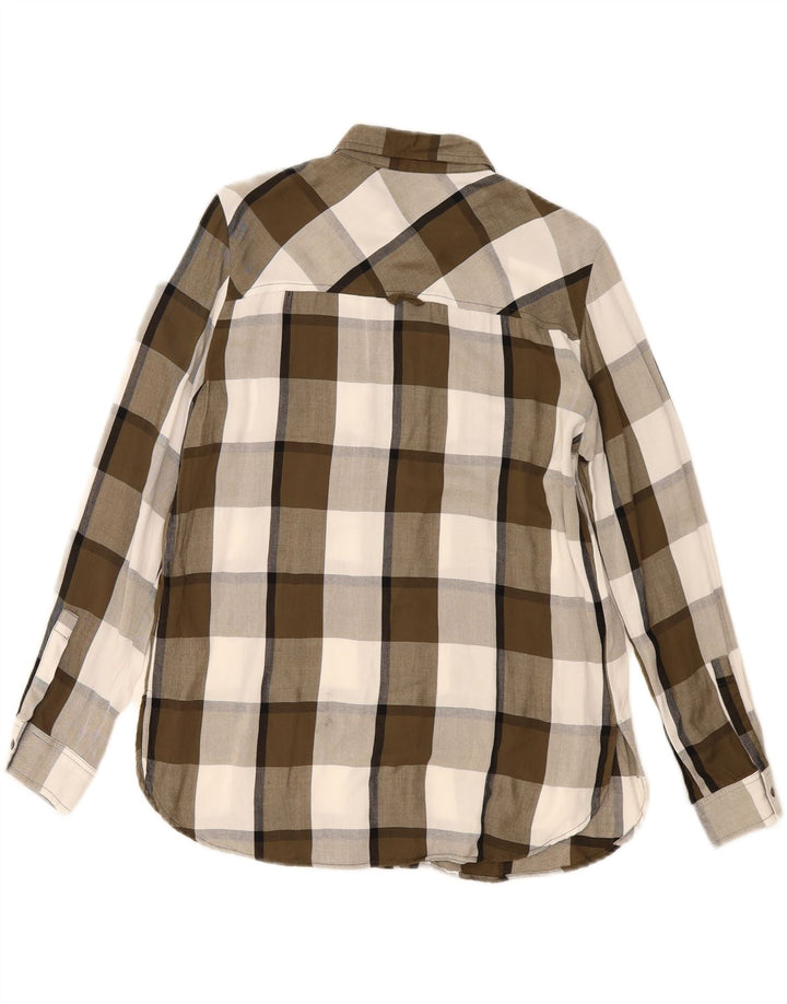 ZARA Womens Shirt UK 16 Large Brown Check Viscose Vintage Zara and Second-Hand Zara from Messina Hembry 