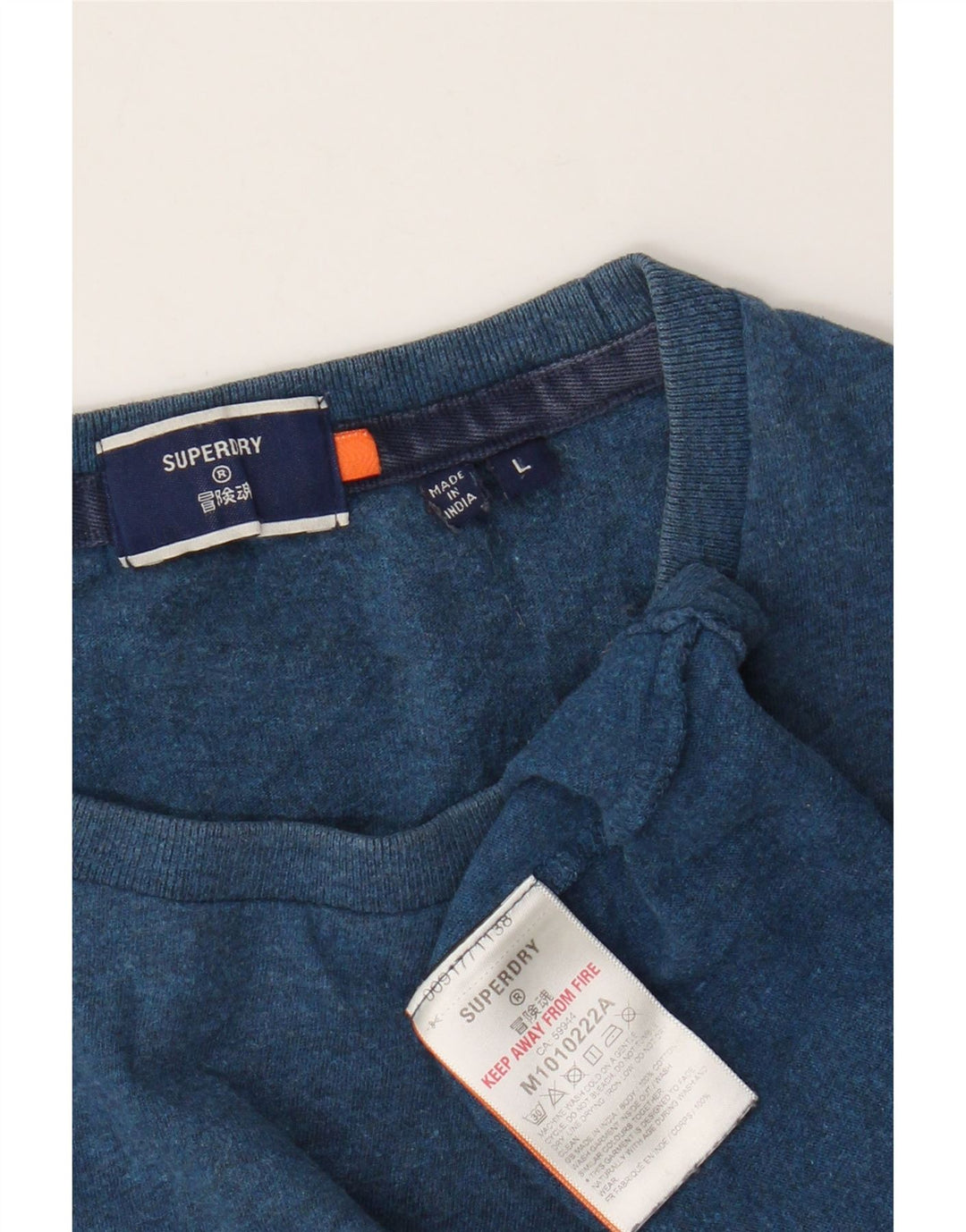 Superdry T-shirt top til mænd, stor blå flækket bomuld