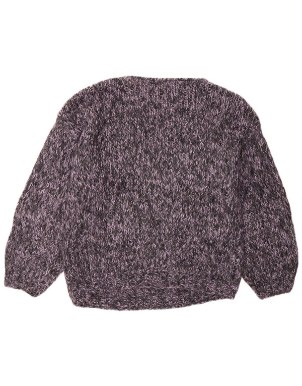 Vintage Dame Boat Neck Jumper Sweater UK 16 Large Grey Argyle/Diamond