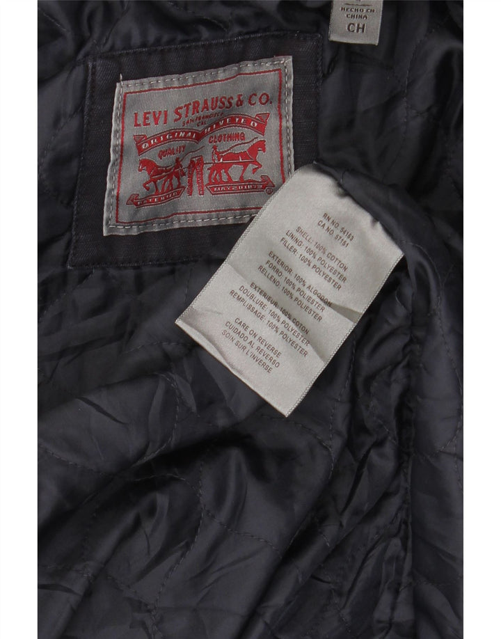 Levi's Dame Hooded Utility Jacket UK 14 Medium Navy Blue Bomuld