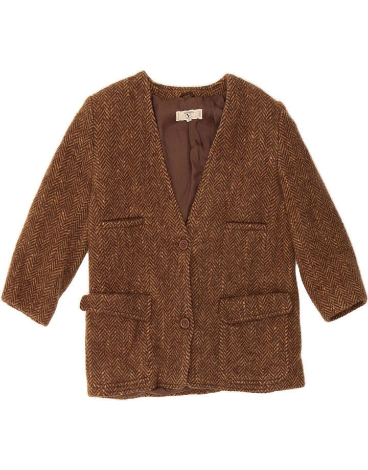 VALENTINO Womens 2 Button Blazer Jacket IT 48 XL Brown Herringbone Vintage Valentino and Second-Hand Valentino from Messina Hembry 