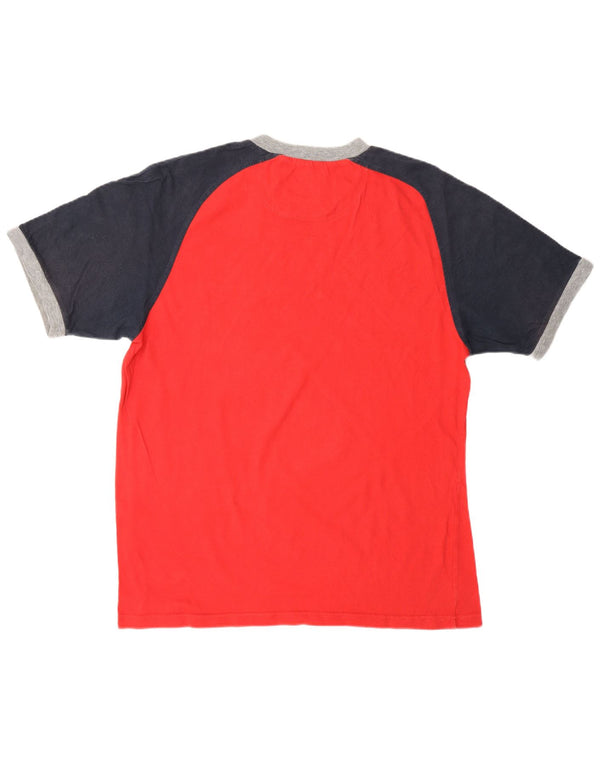 CHAMPION Herre T-Shirt Top XL Rød Colourblock Bomuld