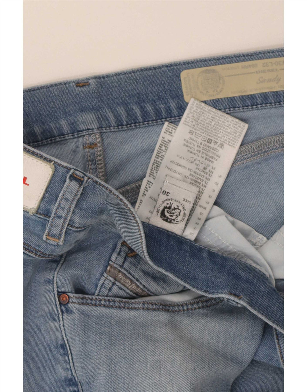 Diesel Herre Sandy Regular Slim Straight Jeans W30 L32 Blå Bomuld