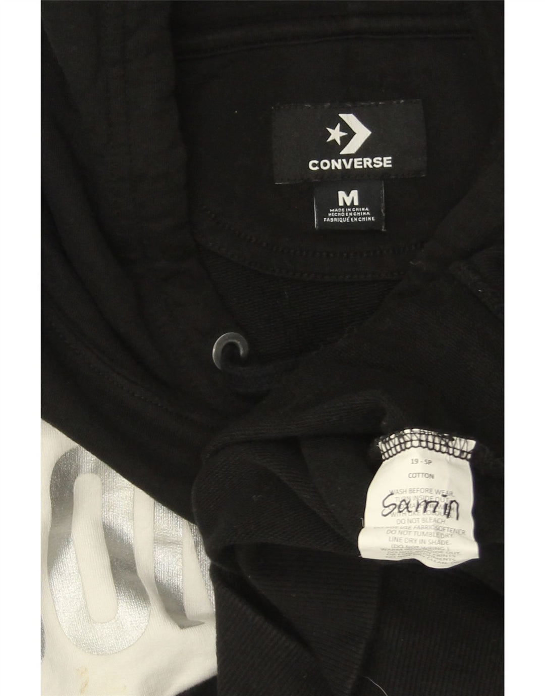 CONVERSE Grafisk hættetrøje til mænd Medium Sort Colourblock Bomuld